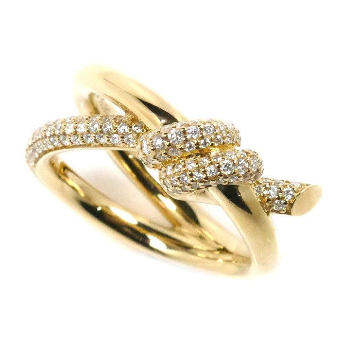TIFFANY&Co. ティファニー K18YG イエローゴールド ノット ダブル ロウ ダイヤ リング・指輪 ダイヤモンド0.31ct 12号 10.1g レディース【中古】