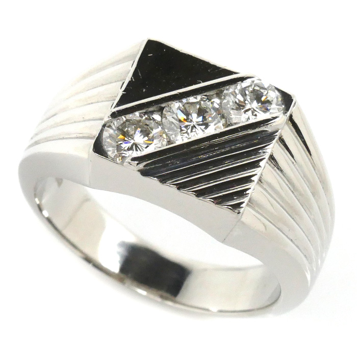 Pt900プラチナ ダイヤ リング・指輪 ダイヤモンド1.006ct 20号 14.5g メンズ【中古】