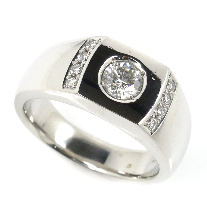 Pt900プラチナ ダイヤ リング・指輪 ダイヤモンド0.594ct/0.20ct 20号 24.6g メンズ【中古】