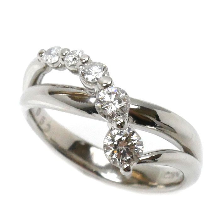 Pt900プラチナ ダイヤ リング・指輪 ダイヤモンド0.50ct 11号 5.9g レディース【中古】【美品】