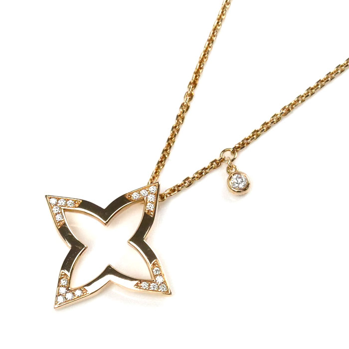 LOUIS VUITTON ルイ・ヴィトン K18PG ピンクゴールド オンブレ ブロッサム ダイヤ ネックレス Q03083 ダイヤモンド 6.1g 38-40-42cm レディース【中古】【美品】