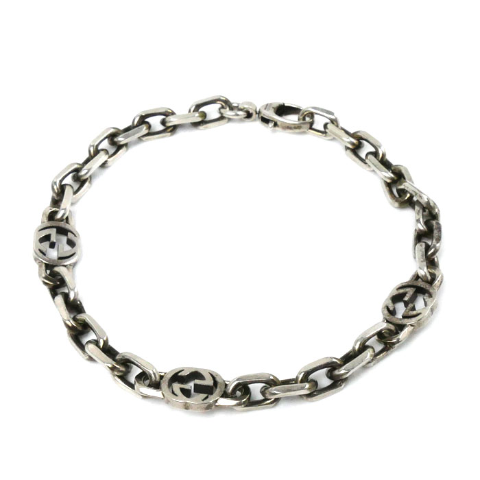 GUCCI グッチ シルバー925 インターロッキング チェーン ブレスレット ブレスレット 620798 J8400 0811 21 21.4g 22.5cm メンズ【中古】