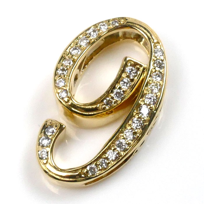 ゆきざき K18YG イエローゴールド NOMBRE ノンブル No.9 ペンダントトップ Y.NOMBRE.12.6.9.S ダイヤモンド0.18ct 2.6g ユニセックス【中古】
