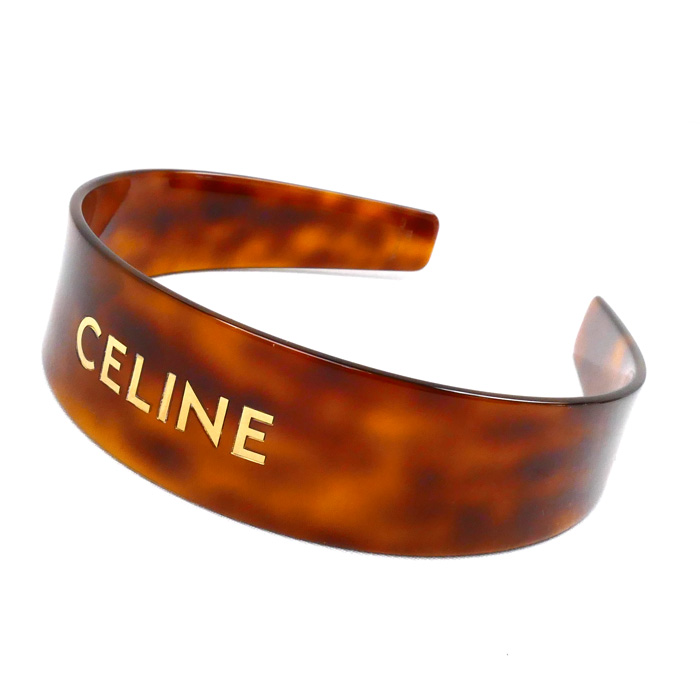 CELINE セリーヌ アセテート&ブラスニッケルフリー CELINE ロゴ ヘッドバンド カチューシャ  ヘアアクセサリー 46Y376CEA.19LG レディース【中古】