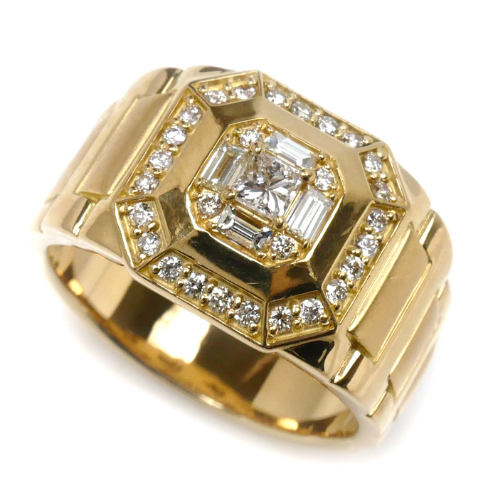 K18YG イエローゴールド ダイヤ リング・指輪 ダイヤモンド0.71ct 21号 11.7g メンズ【中古】