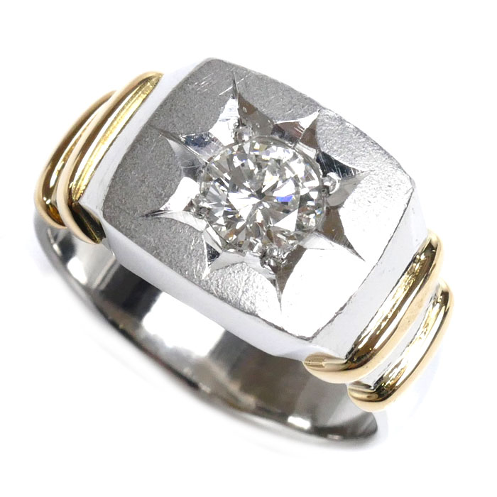 Pt900/K18YG ダイヤ リング・指輪 ダイヤモンド0.73ct 20号 19.6g メンズ【中古】