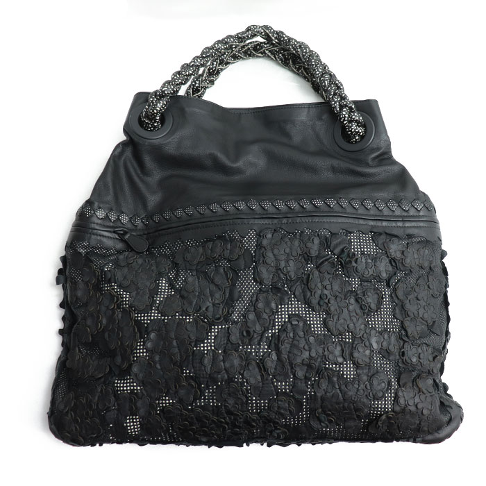 BOTTEGAVENETA ボッテガヴェネタ イントレチャート ハンドバッグ ブラック レディース【中古】