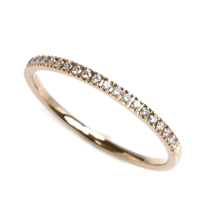 BELLESIORA K18PG ピンクゴールド ダイヤ ハーフエタニティ リング・指輪 ダイヤモンド0.12ct 20号 1.9g 大きなサイズ レディース【中古】【美品】