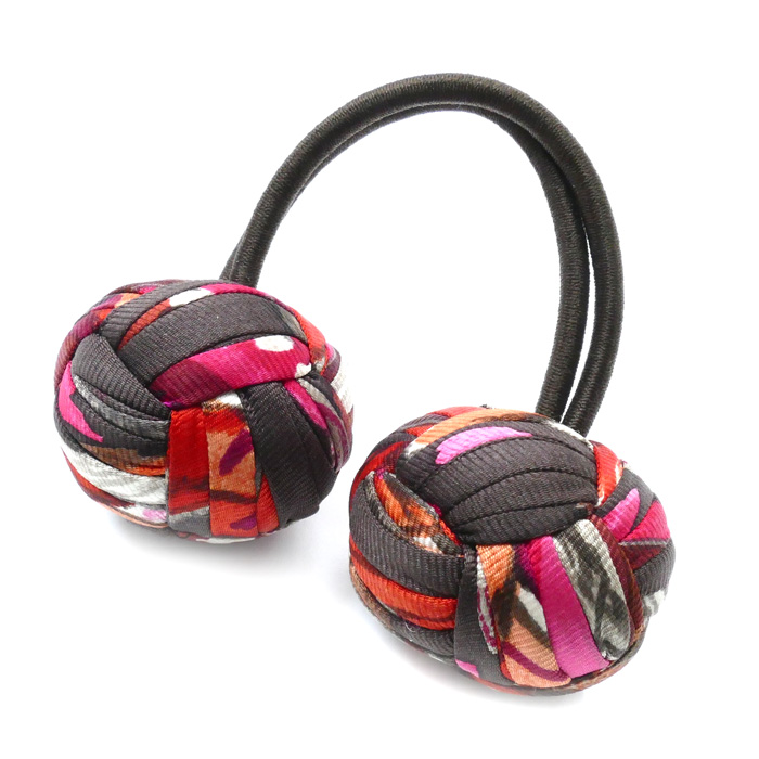 HERMES エルメス シルク ポンポン シュシュ ヘアアクセサリー ヘアゴム レディース【中古】【美品】