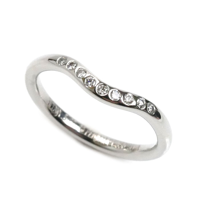 TIFFANY&Co. ティファニー Pt950プラチナ カーブドバンド 9Pダイヤ リング・指輪 60016938 ダイヤモンド 8号 3.1g レディース【中古】