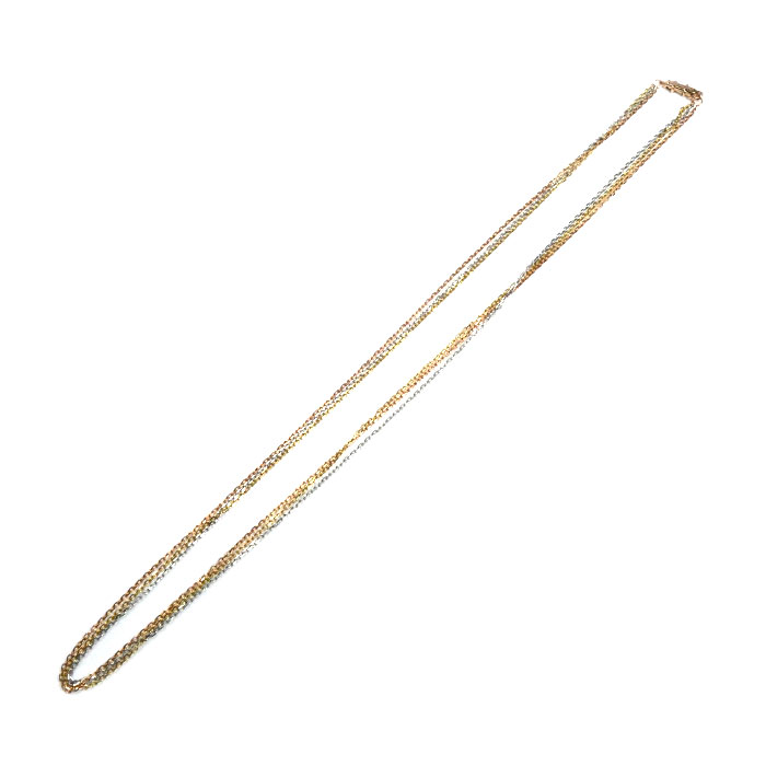 CARTIER カルティエ K18YG/PG/WG スリーゴールド トリプルチェーン ネックレス 10.9g 56cm レディース【中古】【美品】