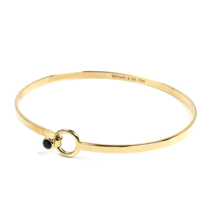 TIFFANY&Co. ティファニー K18YG イエローゴールド フック＆アイ バングル サファイア 10.3g レディース【中古】