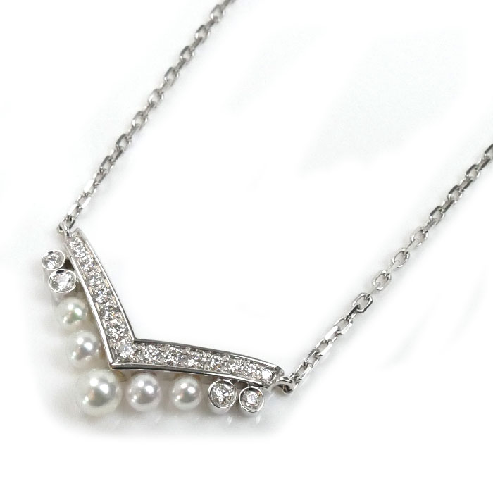 Chaumet ショーメ K18WG ホワイトゴールド ジョゼフィーヌ エグレット ペンダント ネックレス 084966 ダイヤモンド パール約2.5～4.0mm 5.6g 38/40/42cm レディース【中古】【美品】
