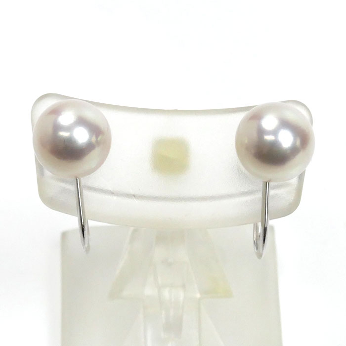MIKIMOTO ミキモト K18WG ホワイトゴールド パール イヤリング パール約7.4mm 2.3g レディース【中古】