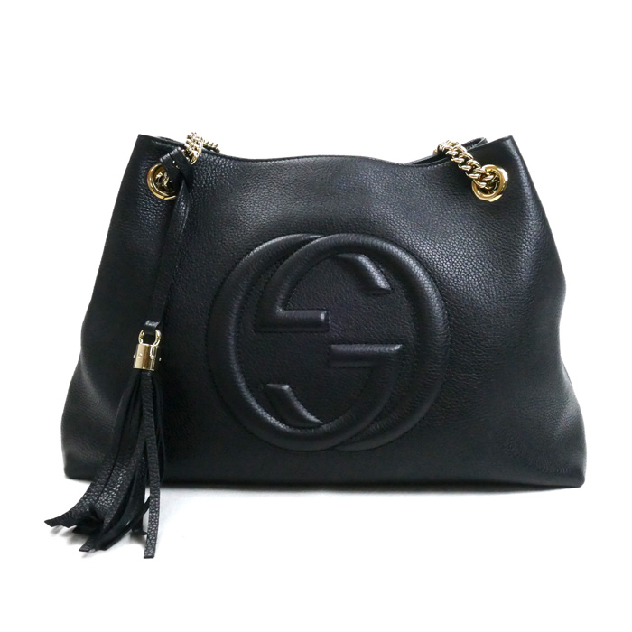 GUCCI グッチ ソーホー インターロッキングG トートバッグ ブラック 536196 チェーンショルダー アウトレット レディース【中古】