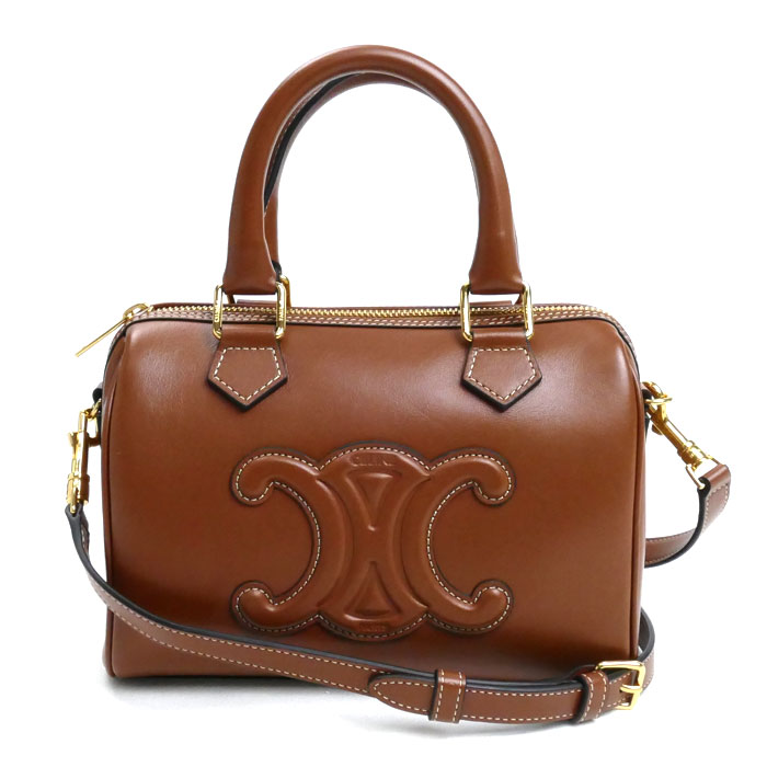 CELINE セリーヌ キュイル トリオンフ スモールボストン 2Wayショルダーバッグ タン 113773DU3.04LV レディース【中古】【極美品】