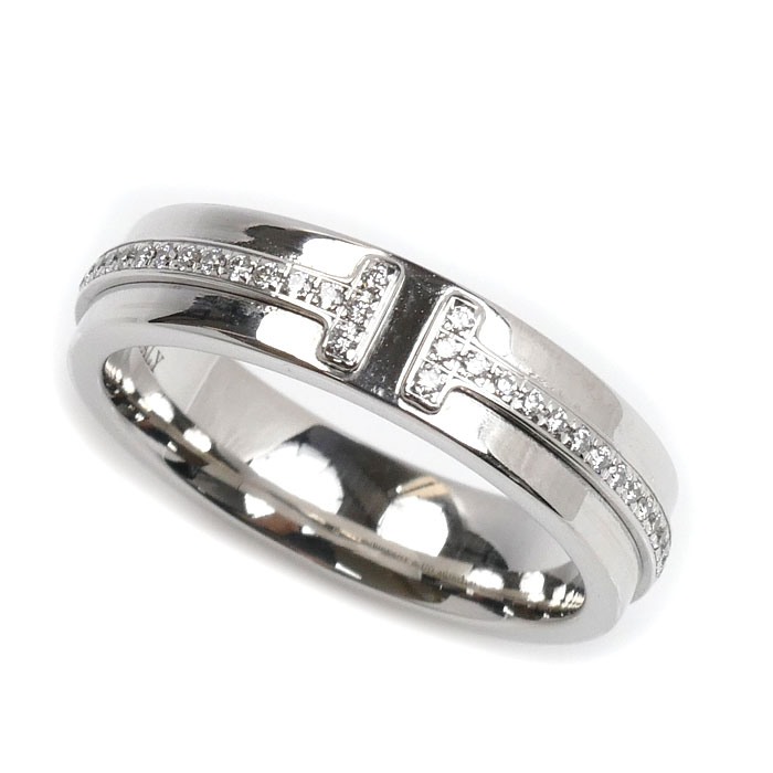 TIFFANY&Co. ティファニー K18WG ホワイトゴールド T TWOナロー  リング・指輪 60151270 ダイヤモンド 9号 5.8g レディース【中古】【美品】