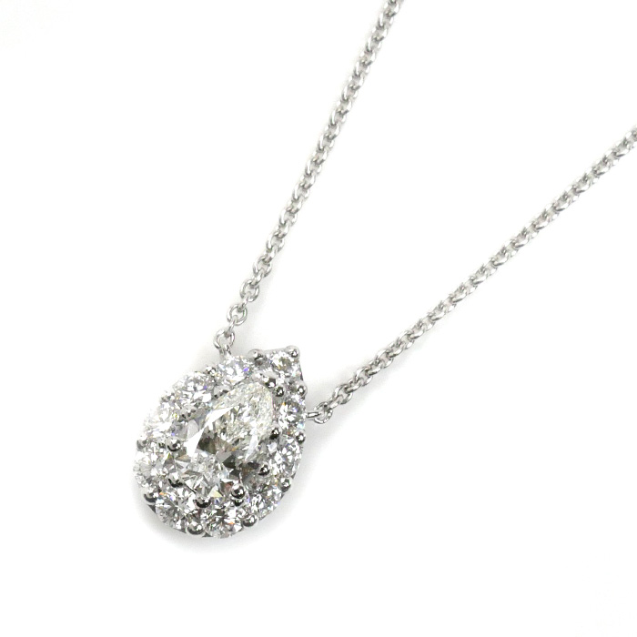 GRAFF グラフ K18WG ホワイトゴールド アイコン ダイヤ ペアシェイプ ネックレス ダイヤモンド0.50ct 4.3g ～46cm レディース【中古】【美品】
