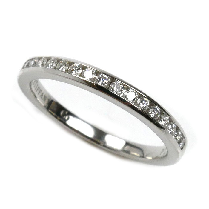 TIFFANY&Co. ティファニー Pt950プラチナ ハーフサークル チャネルセッティング ダイヤ リング・指輪 ダイヤモンド 9.5号 3.0g レディース【中古】【美品】