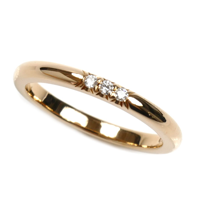 TIFFANY&Co. ティファニー K18PG ピンクゴールド クラシックバンド 3P ダイヤ リング・指輪 61001166 ダイヤモンド 7号 2.3g レディース【中古】【美品】