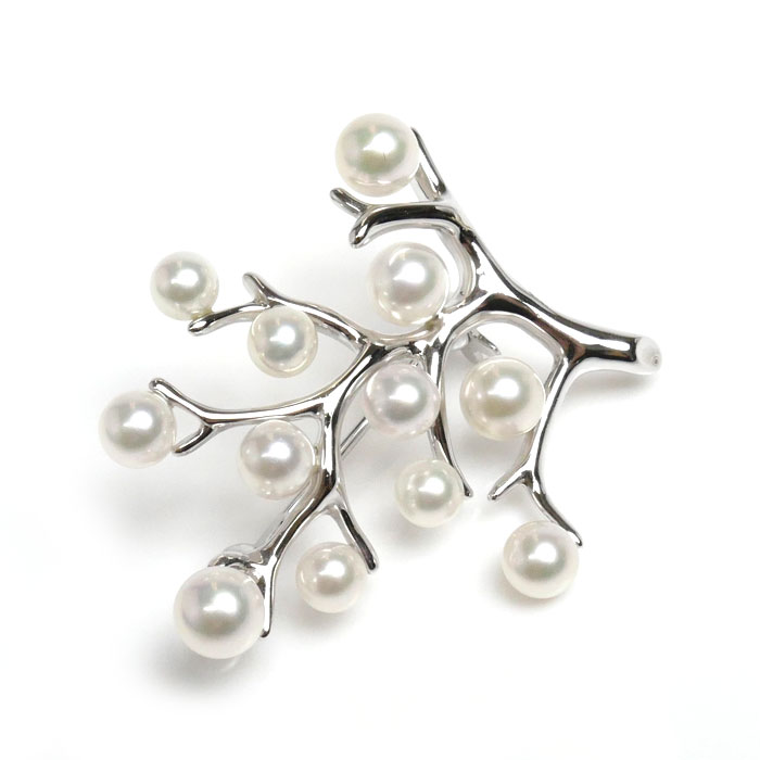 MIKIMOTO ミキモト シルバー 幸福の木 ブローチ PB-357S パール約4.0～5.0mm 4.6g レディース【中古】【美品】