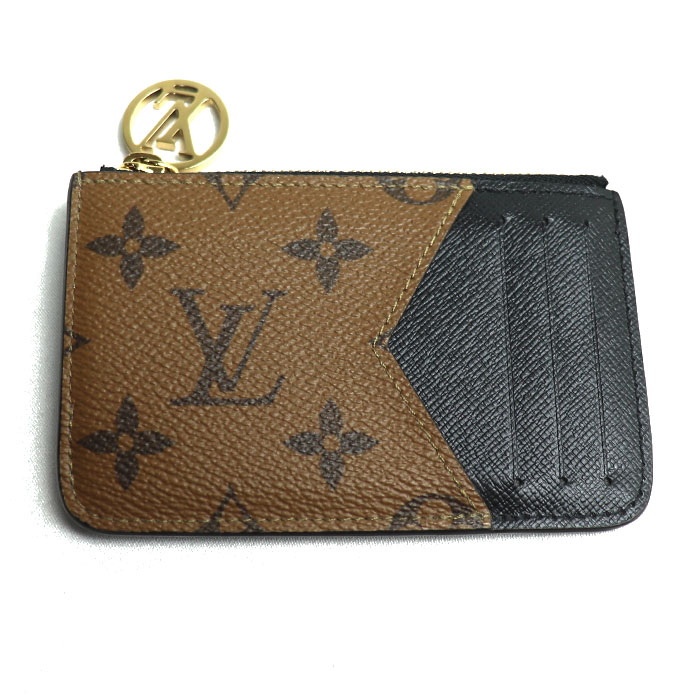 LOUIS VUITTON ルイ・ヴィトン ポルト カルト ロミー コインケース モノグラム リバース ノワール×ブラウン M81912 レディース【中古】