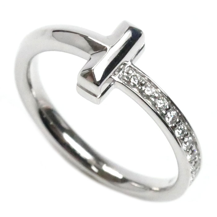 TIFFANY&Co. ティファニー K18WG ホワイトゴールド Tワン ナロー ダイヤ リング・指輪 67795555 ダイヤモンド 11号 4.0g レディース【中古】【美品】