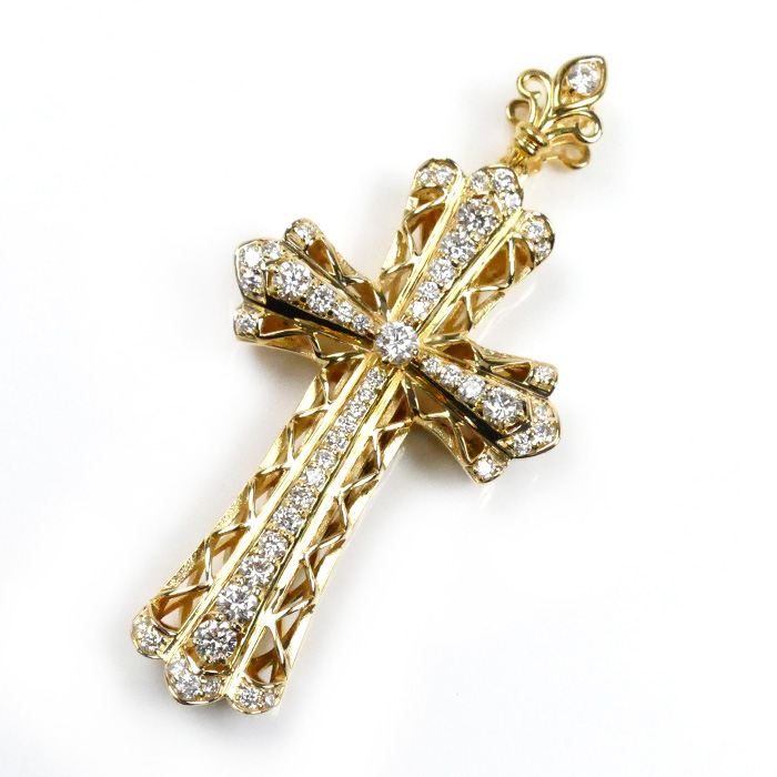 ゆきざき K18YG イエローゴールド ヨビコ クロス ペンダントトップ W31297.12.6.5 ダイヤモンド0.80ct 9.2g レディース【中古】