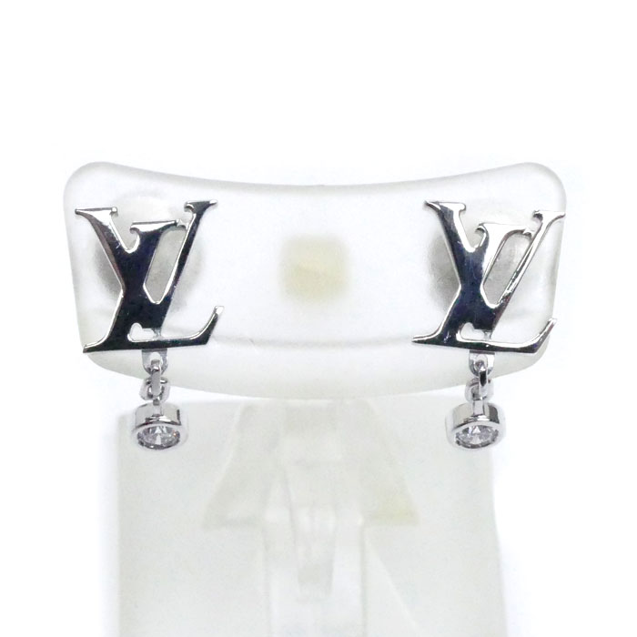 LOUIS VUITTON ルイ・ヴィトン K18WG ホワイトゴールド ピュス イディール ブロッサム LV ダイヤ ピアス Q96544 ダイヤモンド 2.2g セット レディース【中古】【美品】