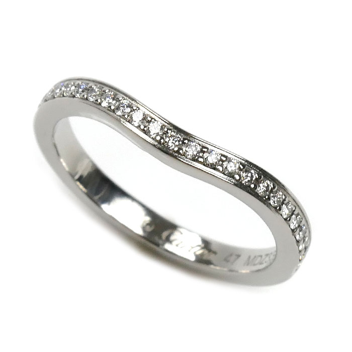 CARTIER カルティエ Pt950プラチナ バレリーナ カーブ ハーフエタニティ ダイヤ リング・指輪 B4093047 ダイヤモンド 7号 47 2.9g レディース【中古】【美品】