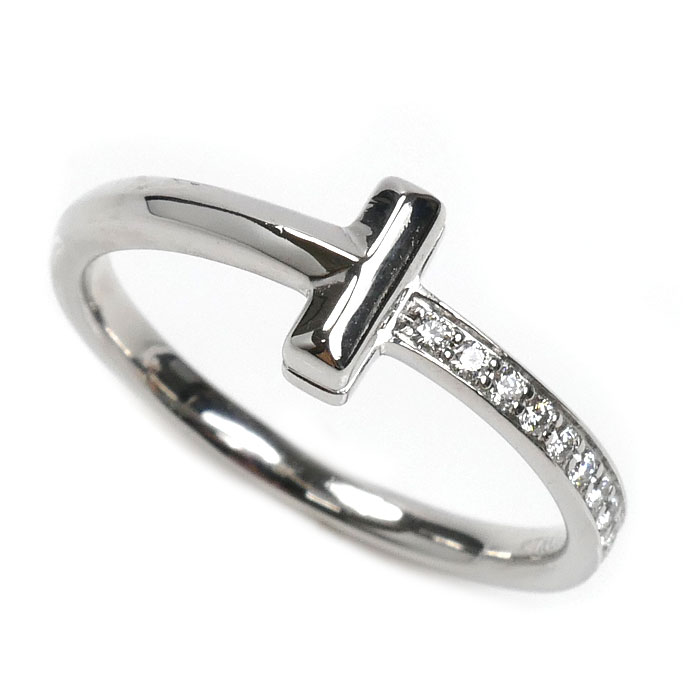 TIFFANY&Co. ティファニー K18WG ホワイトゴールド Tワン ナロー ダイヤ リング・指輪 67795679 ダイヤモンド 18号 4.1g レディース【中古】【美品】
