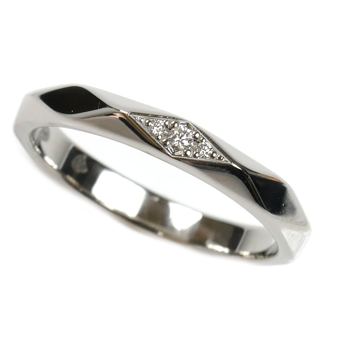 Boucheron ブシュロン Pt950プラチナ ファセット ダイヤ ミディアム リング・指輪 JAL00090 ダイヤモンド 11号 51 4g レディース【中古】