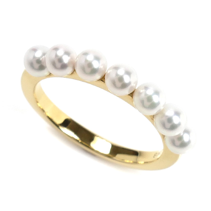 MIKIMOTO ミキモト K18YG イエローゴールド パール リング・指輪 PR-1426K アコヤパール約3.5～3.7mm 12号 3.2g レディース【中古】