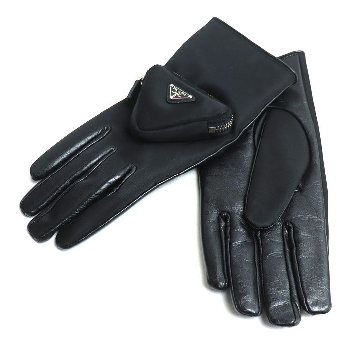 PRADA プラダ トライアングルロゴ 手袋 ブラック 2GG137 2DW1 F0002 8 レディース【中古】【美品】