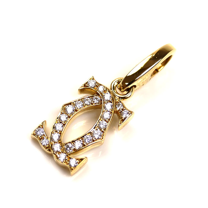 CARTIER カルティエ K18YG イエローゴールド 2C ダイヤ チャーム ペンダントトップ 2.3g レディース【中古】