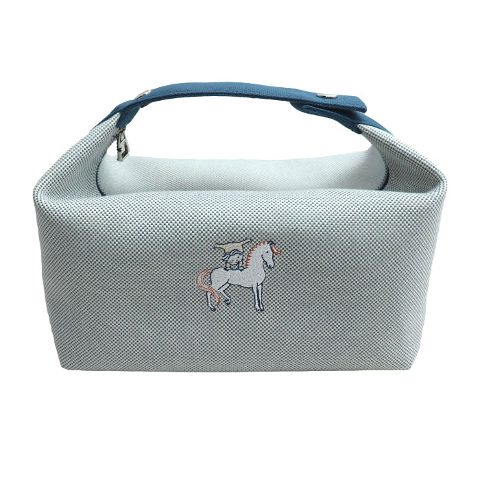 HERMES エルメス ブリッド ア ブラック GM カブリオル ポーチ グリペール ライトグレー  H103587M 03 レディース【中古】【美品】