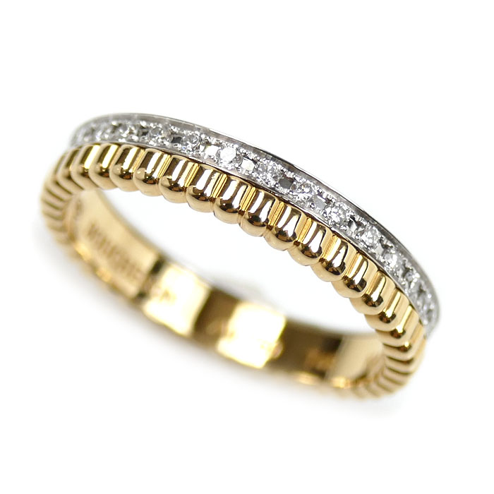 Boucheron ブシュロン K18YG/K18WG キャトル ラディアント ハーフ フルパヴェ リング・指輪 JAL00134 9号 49 3.1g レディース【中古】【美品】