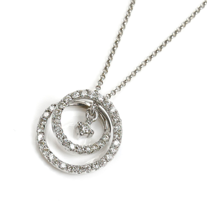 STAR JEWELRY スタージュエリー K18WG ホワイトゴールド トゥーユニバース ダイヤ ネックレス ダイヤモンド0.36ct 3.4g ~46cm レディース【中古】