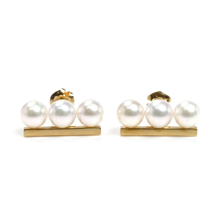 TASAKI タサキ K18YG イエローゴールド バランス ネオ パール ピアス E-4315-18KYG アコヤパール約6.7mm 6.2g レディース【中古】【美品】