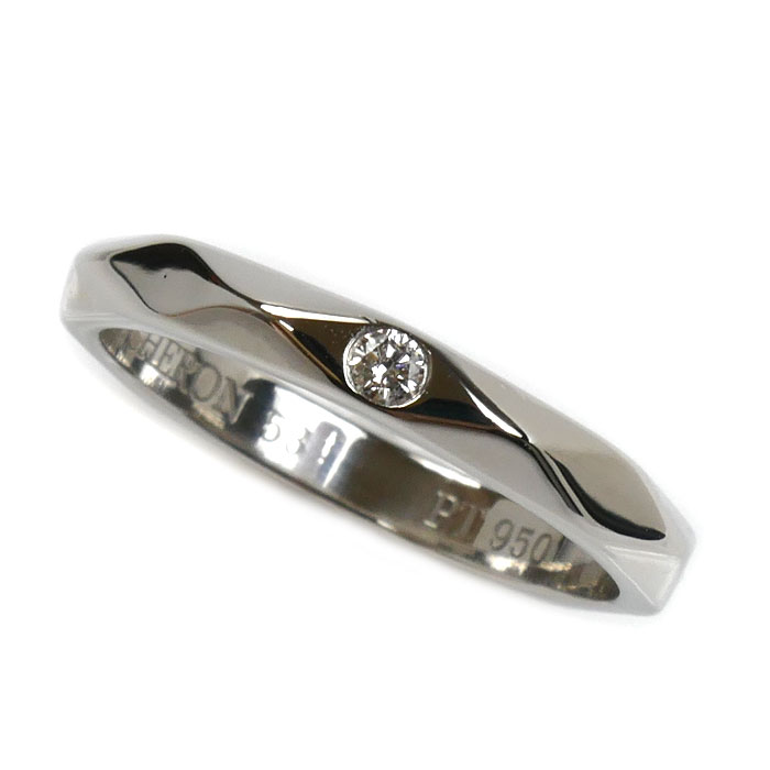 Boucheron ブシュロン Pt950プラチナ ファセット 1P ダイヤ リング・指輪 ダイヤモンド 13号 53 4.7g レディース【中古】