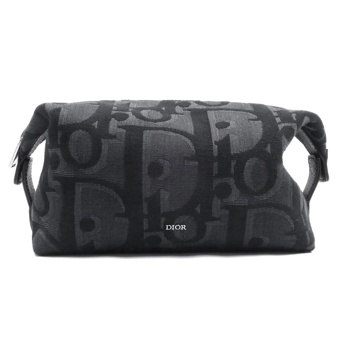 Christian Dior クリスチャンディオール マキシ オブリーク ジャガード  ポーチ ブラック 2ESCA 495YXL H03E クラッチ ユニセックス【中古】【美品】