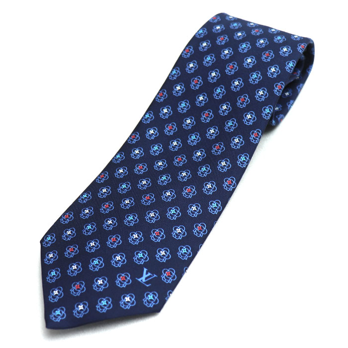 LOUIS VUITTON ルイ・ヴィトン クラヴァット ヴィヴィエンヌ 8CM ネクタイ ブルー M77721 メンズ【中古】【極美品】
