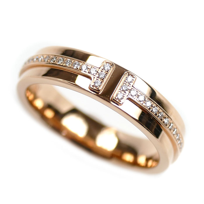TIFFANY&Co. ティファニー K18PG ピンクゴールド T TWO ナロー ダイヤ リング・指輪 60151411 ダイヤモンド 10号 5.7g レディース【中古】【美品】