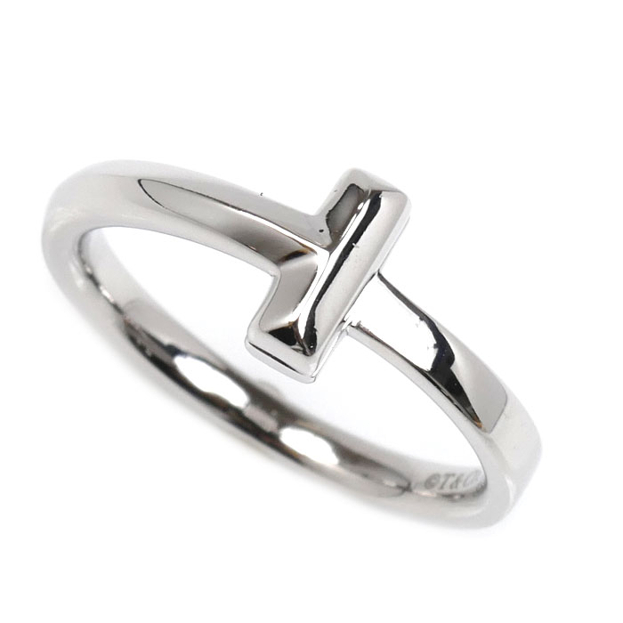 TIFFANY&Co. ティファニー K18WG ホワイトゴールド Tワン ナロー リング・指輪 6927819 11号 3.8g レディース【中古】【美品】