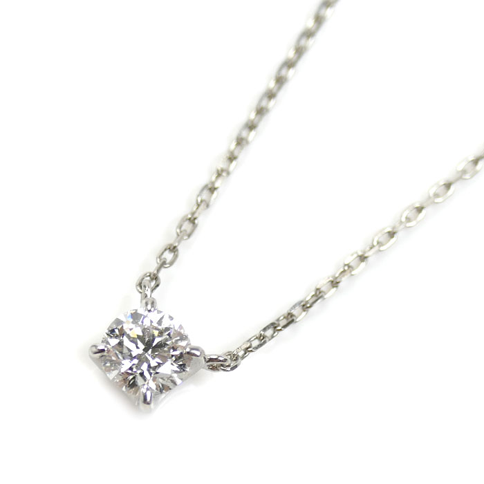 4℃ ヨンドシー Pt850プラチナ 一粒ダイヤ ネックレス 111823125008 ダイヤモンド0.331ct 2.6g ～45cm レディース【中古】