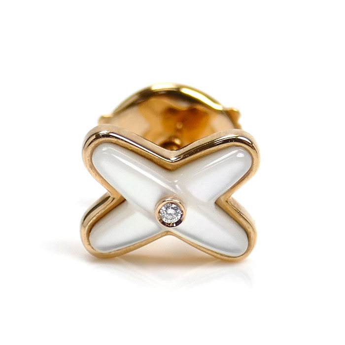 Chaumet ショーメ K18PG ピンクゴールド ジュ ドゥ リアン シェル ダイヤ シングル ピアス 083469 1.2g レディース【中古】