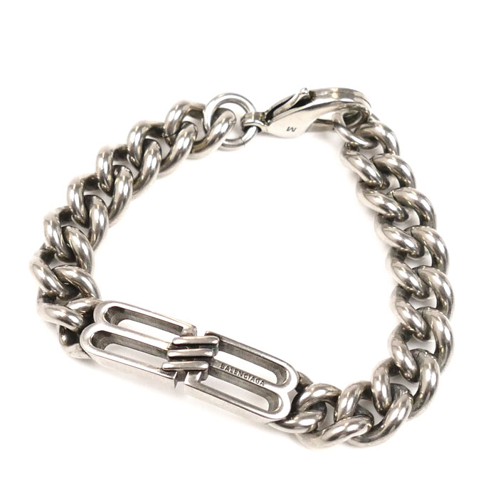 BALENCIAGA バレンシアガ メタル BB ICONグルメット ブレスレット 718493 M 44.6g 19cm ユニセックス【中古】【美品】