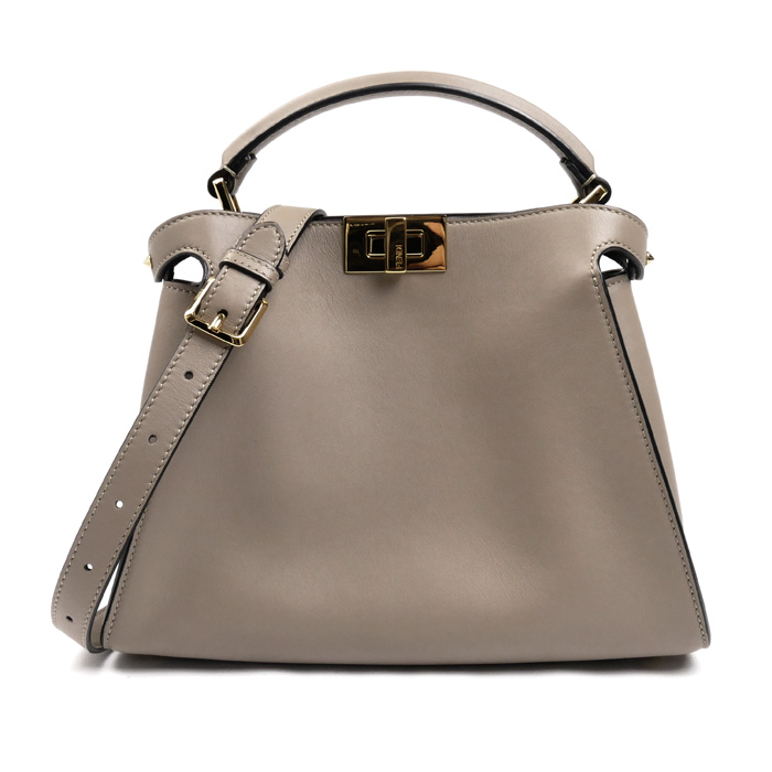 FENDI フェンディ ピーカブーエッセンシャリー 2Wayショルダーバッグ グレージュ 8BN302 レディース【中古】【美品】
