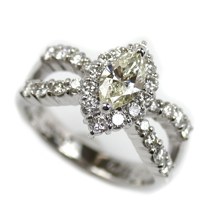 Ponte Vecchio ポンテヴェキオ K18WG ホワイトゴールド リング・指輪 ダイヤモンド0.50ct/0.79ct 11号 6.8g レディース【中古】【美品】