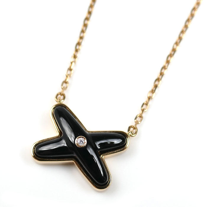 Chaumet ショーメ K18PG ピンクゴールド ジュ ドゥ リアン オニキス ダイヤ  ネックレス 085107-000 3.2g 38/40/42cm レディース【中古】